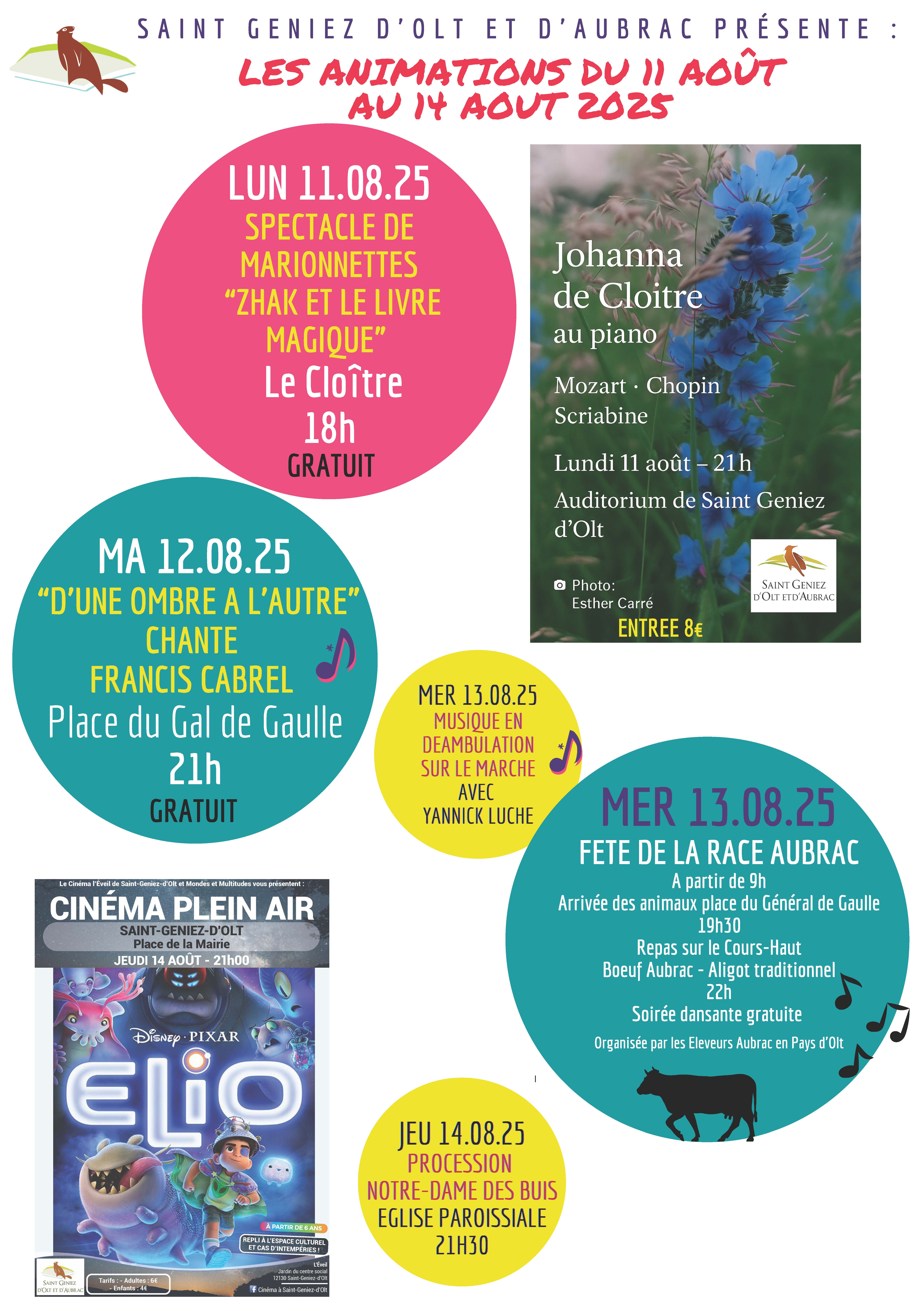 Programme des animations 110825
